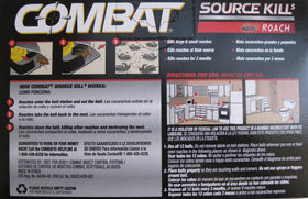 Close-up of Combat bait stations being placed along a kitchen edge for roach interception
