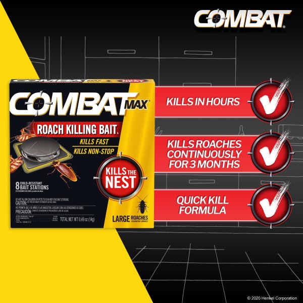 Combat Max bait station packaging showing six-pack count.
