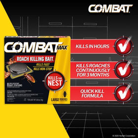 Combat Max bait station packaging showing six-pack count.