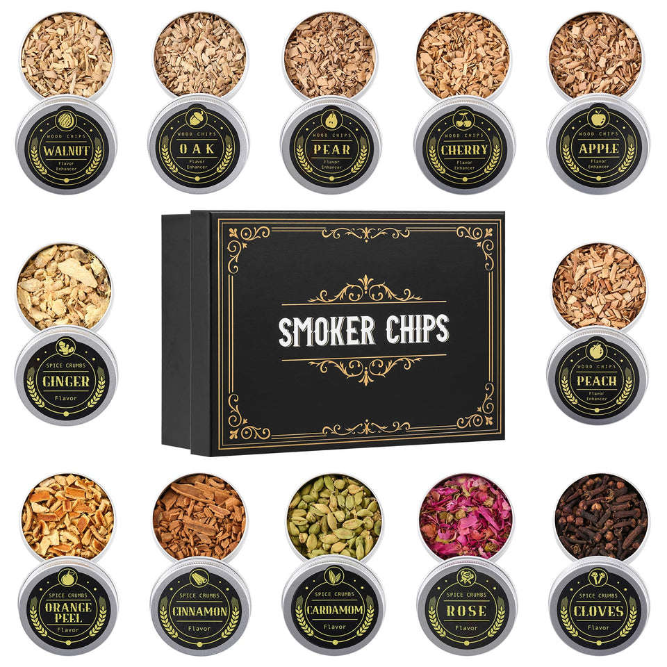 ComboJoy 12-flavor smoker chips in a tin for clean, versatile smoking.