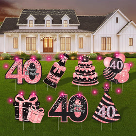 ComboJoy 40th birthday signs and stakes brighten outdoor celebrations.