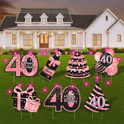 ComboJoy 40th birthday signs and stakes brighten outdoor celebrations.