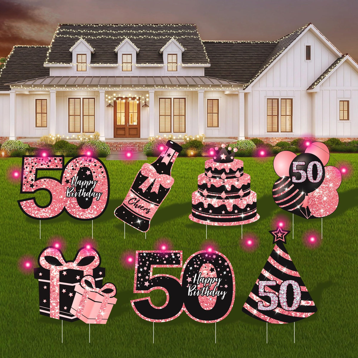ComboJoy 50th birthday yard signs brighten outdoor display for milestone celebrations.