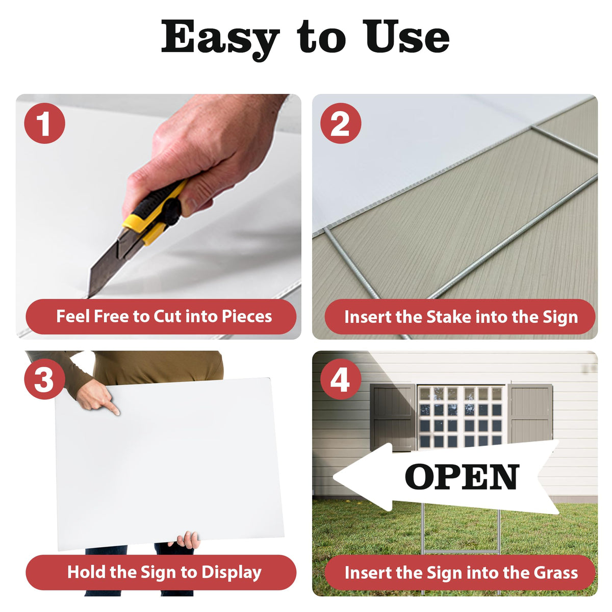 ComboJoy double-sided arrow sign increases visibility for lawns and driveways.