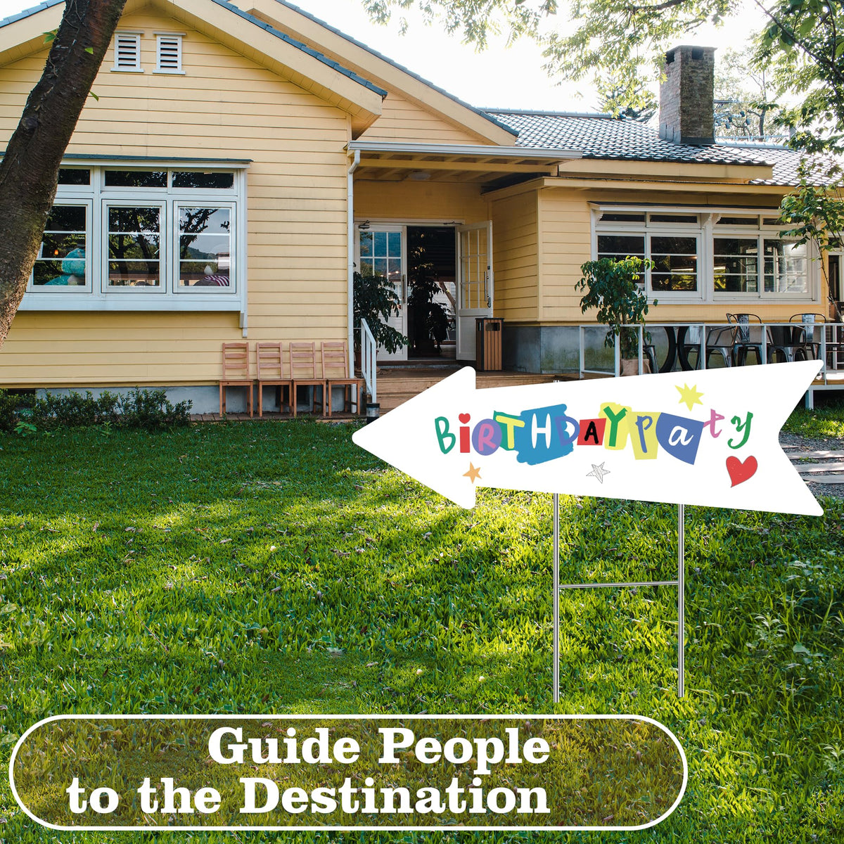 ComboJoy weatherproof arrow signs withstand rain and sun during outdoor events.