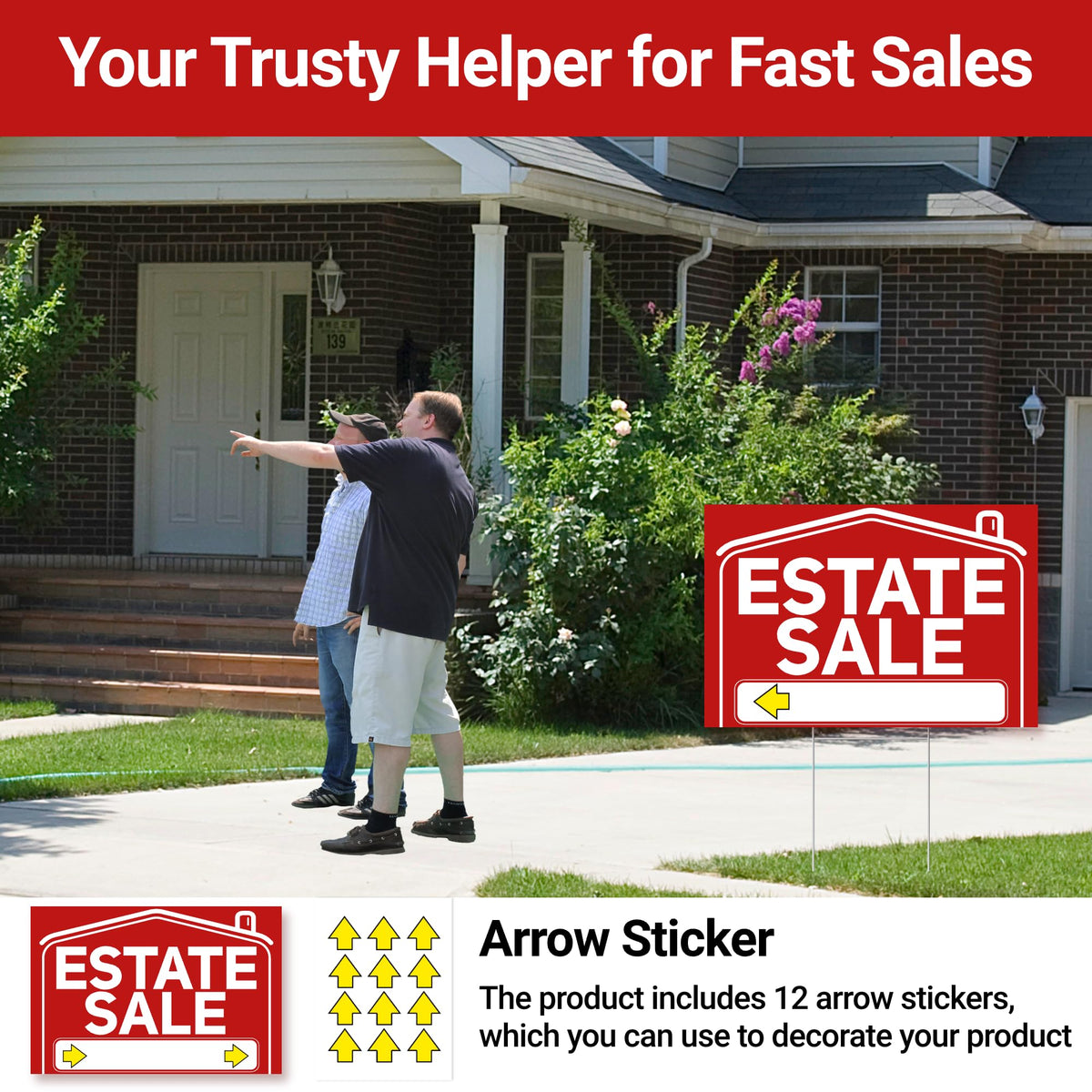 ComboJoy 17x12 estate sign back—outdoor readability from afar.