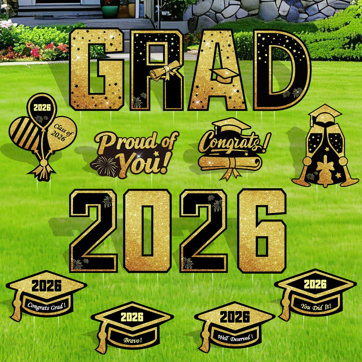ComboJoy graduation yard signs set of 16 for standout outdoor decoration.