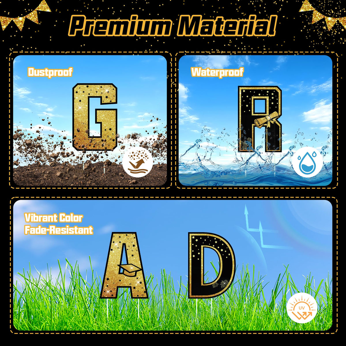 ComboJoy weatherproof yard signs resist fading and weather.