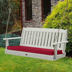 Comcaver 3-inch thick bench cushion provides comfortable seating outdoors.