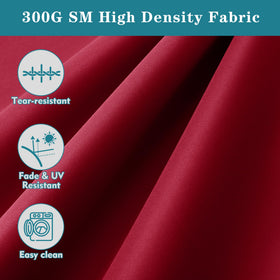 Comcaver burgundy outdoor seat cushion highlighting water resistance and long-lasting color.