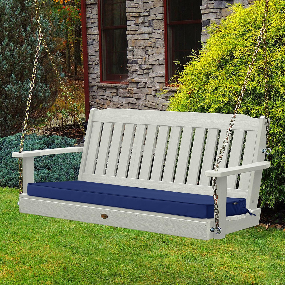 Comcaver navy bench cushion suitable for indoor and outdoor use