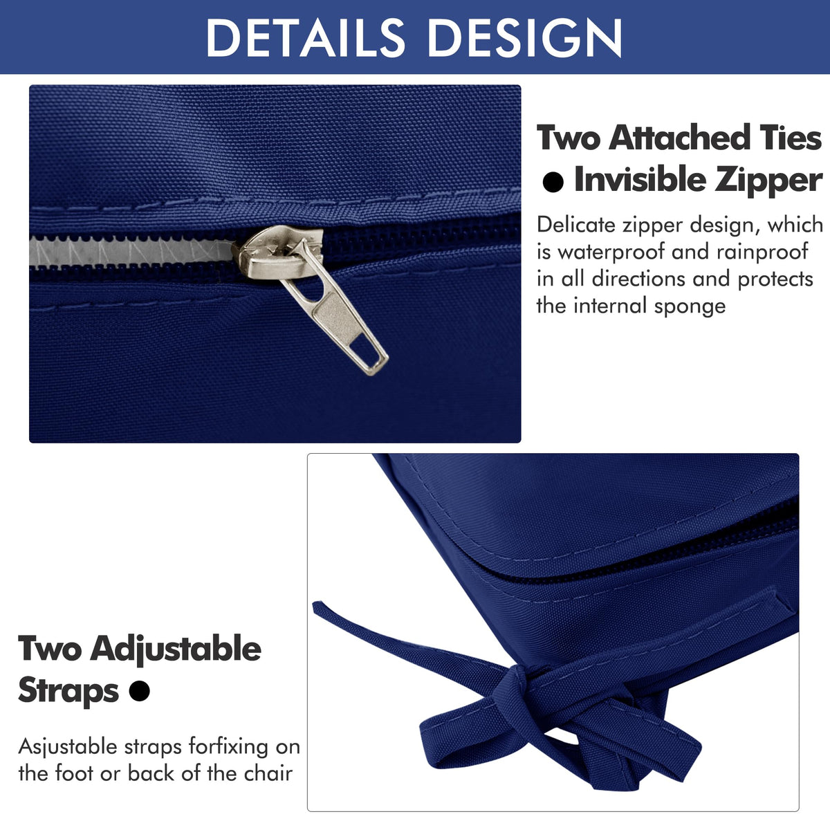 Comcaver navy cushions set enhances patio or garden seating aesthetics