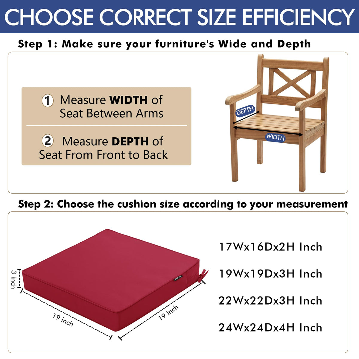 Comcaver non-slip cushion with ties remains secure on chairs.