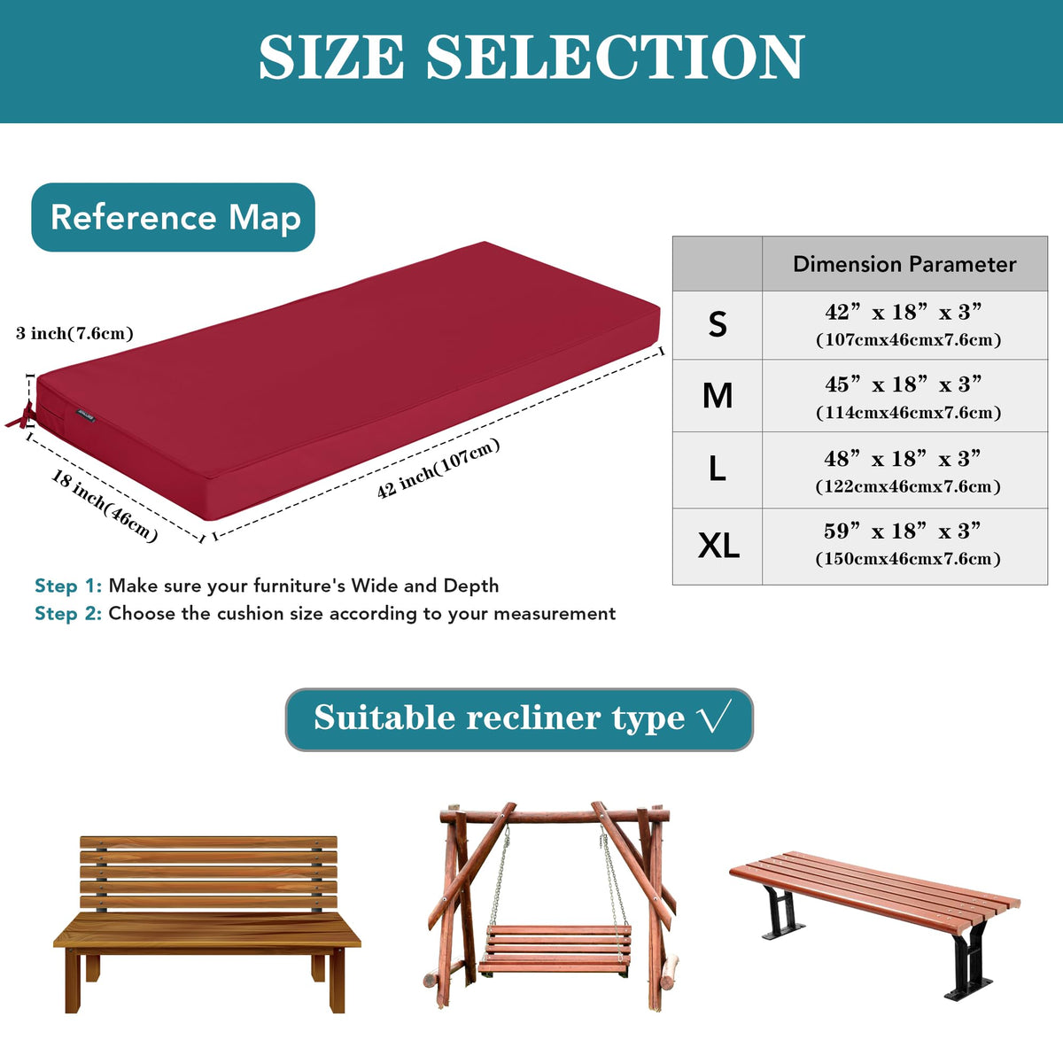 Comcaver non-slip cushion with ties prevents shifting on windy days.