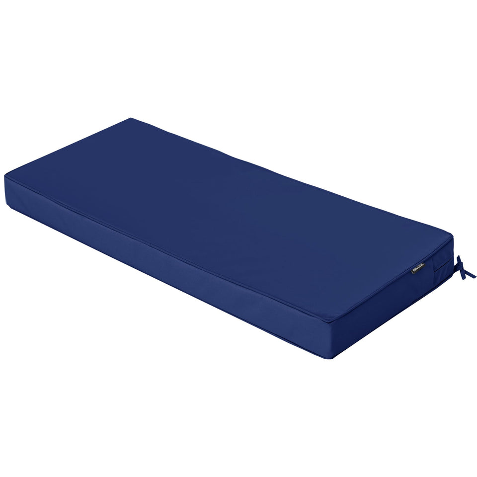 Comcaver navy outdoor bench cushion front view with colorfast fabric