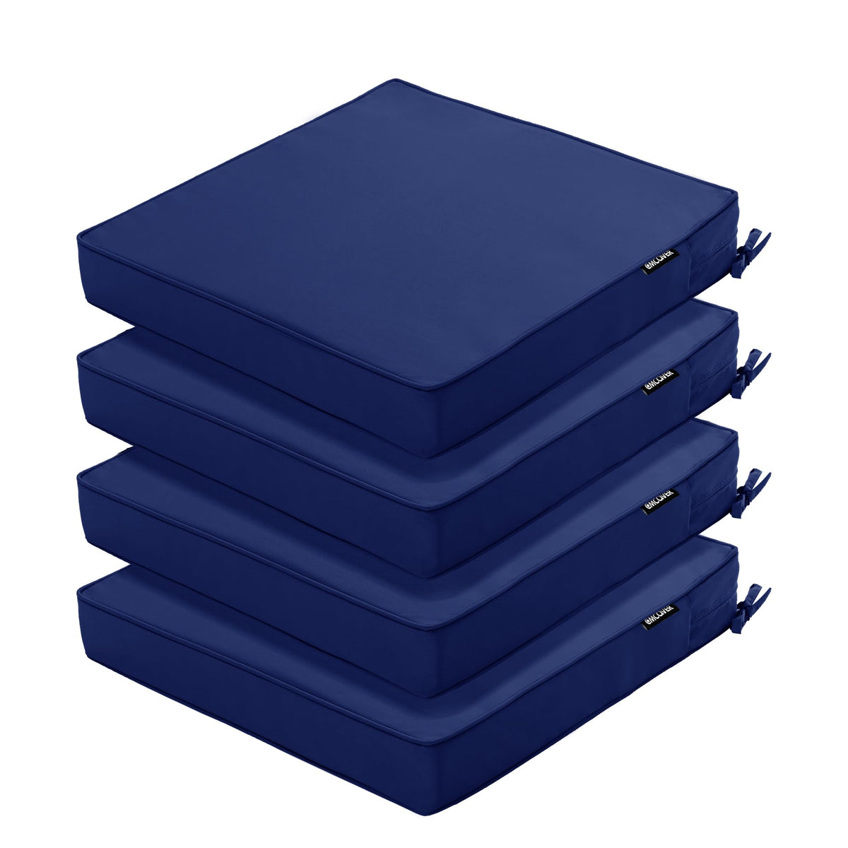 Comcaver navy outdoor chair cushions, four-pack for durable patio seating.