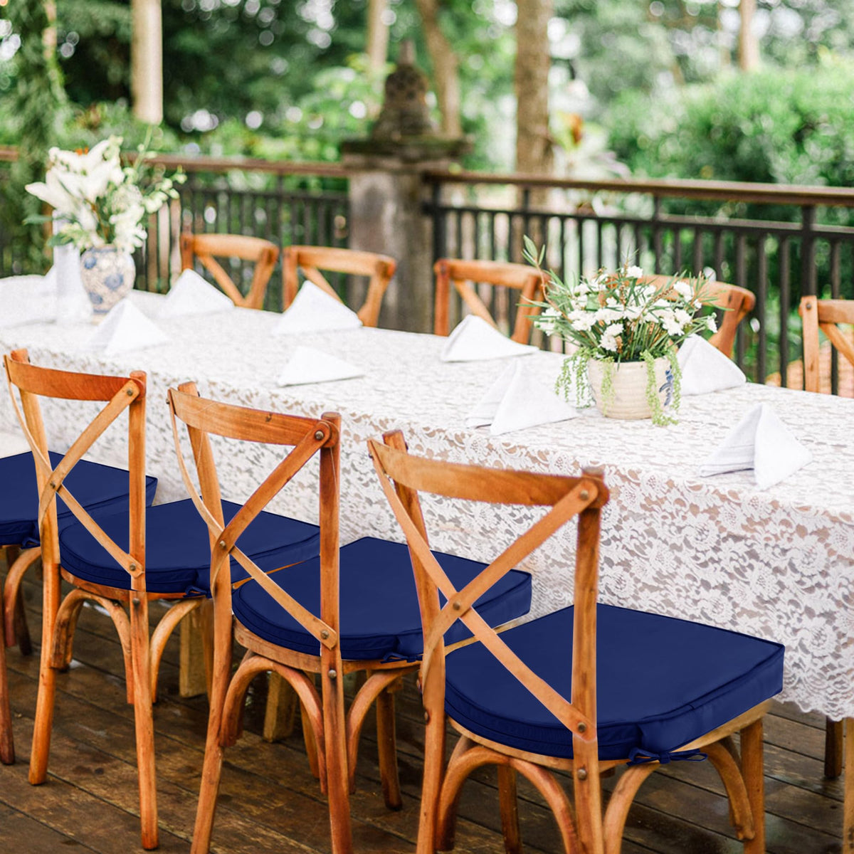 Comcaver set of four cushions provides a coordinated outdoor look