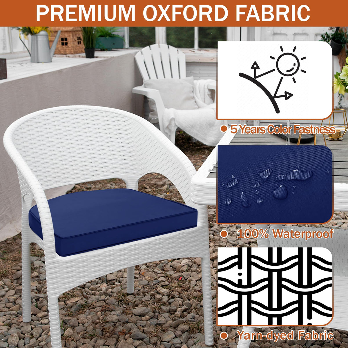Comcaver cushions with two ties secure position and prevent slipping