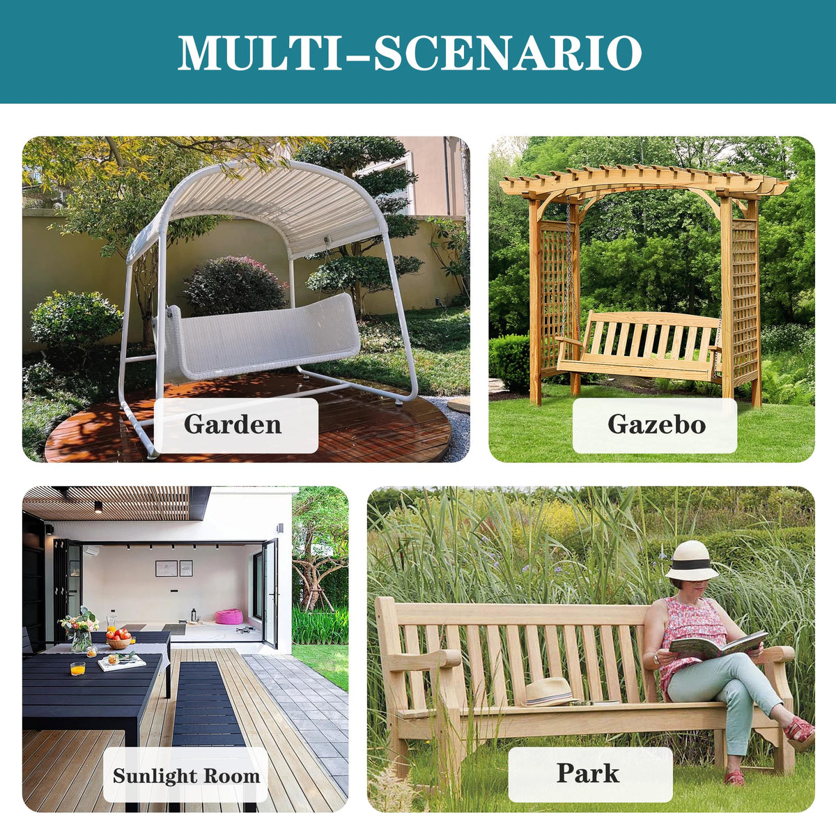 Comcaver indoor-outdoor use cushion suitable for patio and porch settings.