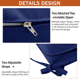 Comcaver navy cushion in 18.5x16x3 inches fits larger chairs.