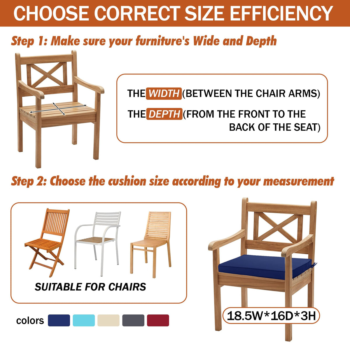 Comcaver cushions with two ties prevent slipping during use on chairs.
