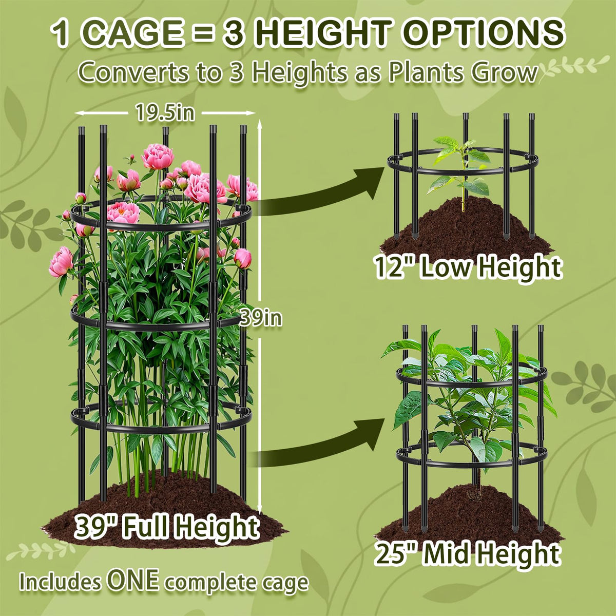 ComfyKit 3-tier stackable design enabling scalable plant support as growth progresses.