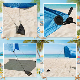 ComfyKit beach shade kit folds neatly for travel and storage after use.