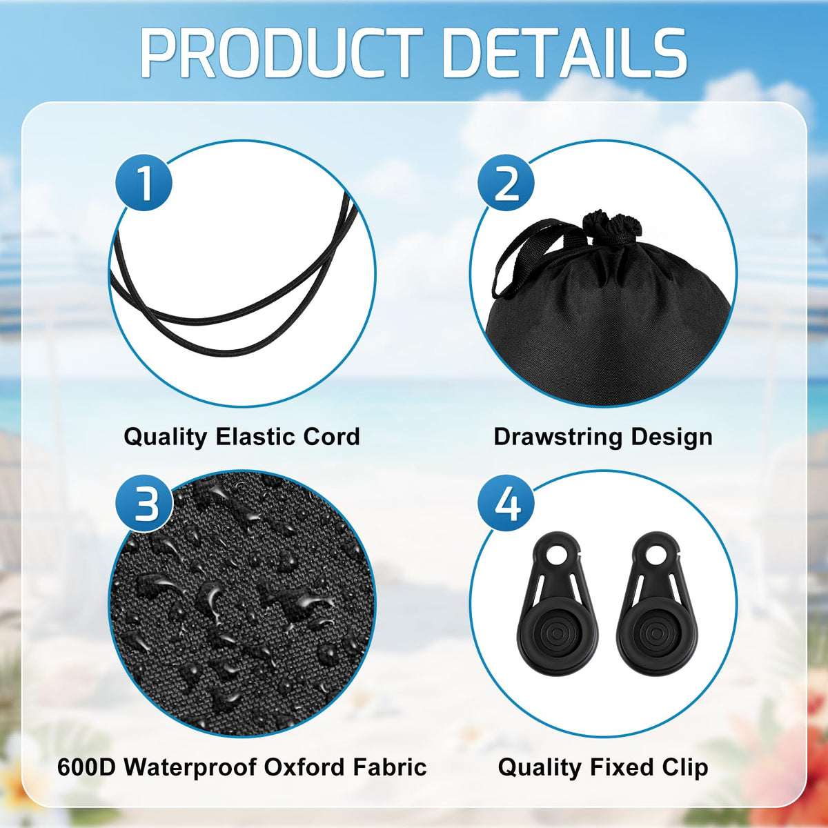 ComfyKit tie-down cords 60 inches extend for versatile canopy placement.