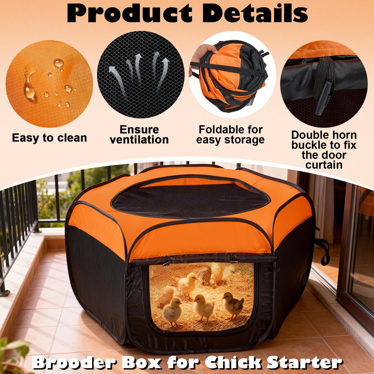 ComfyKit ground pegs secure the portable chick enclosure outdoors