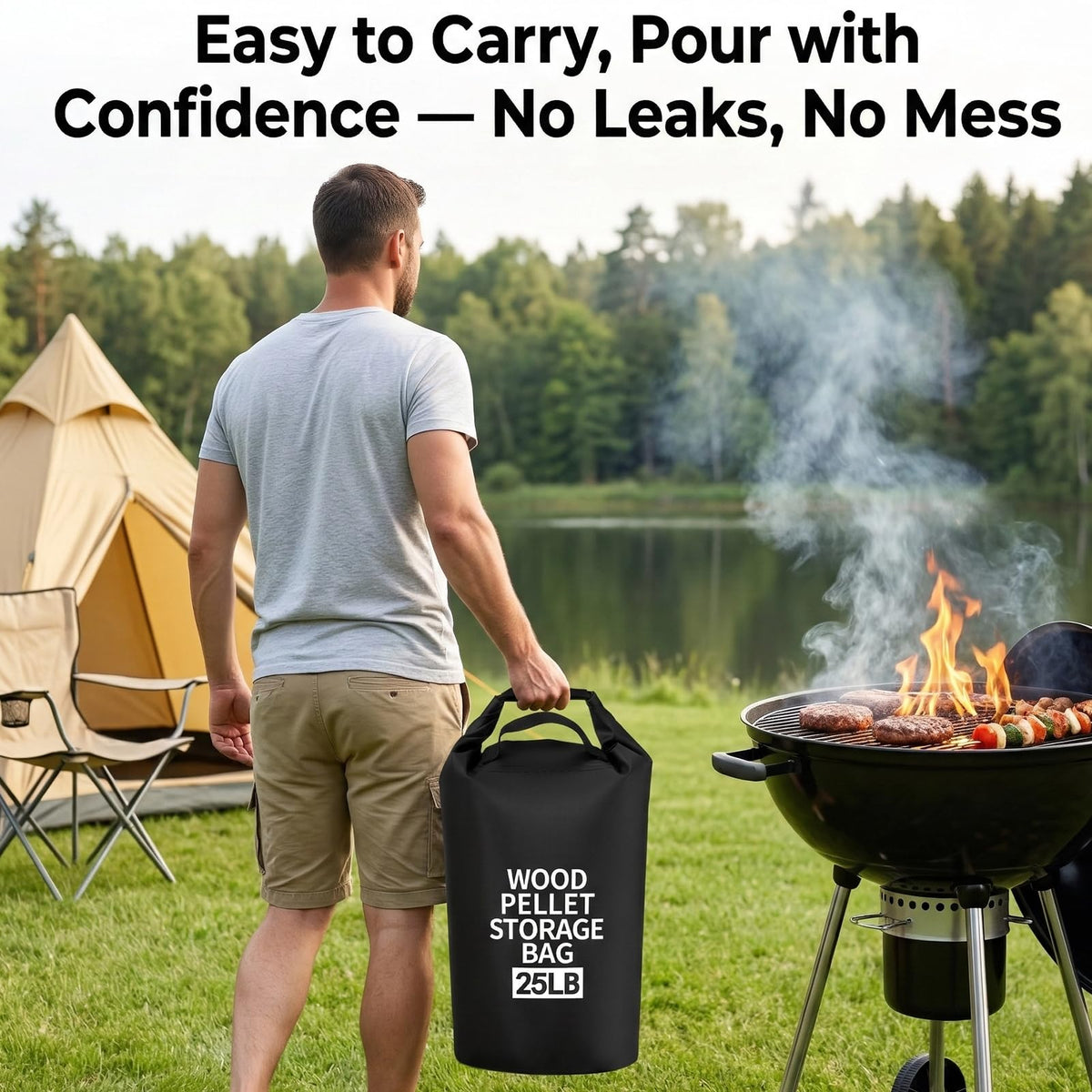 ComfyKit label pocket helps identify pellet flavors or fuel types.