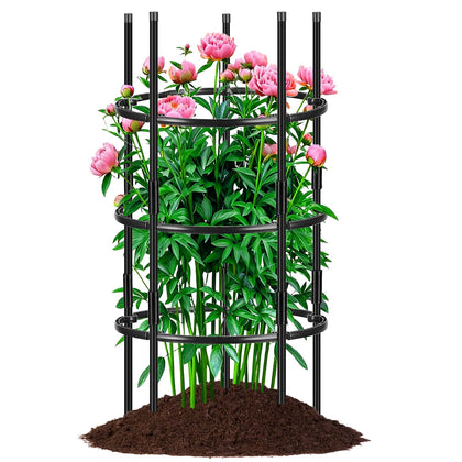 ComfyKit peony cage assembly step with adjustable tiers for tall blooms.