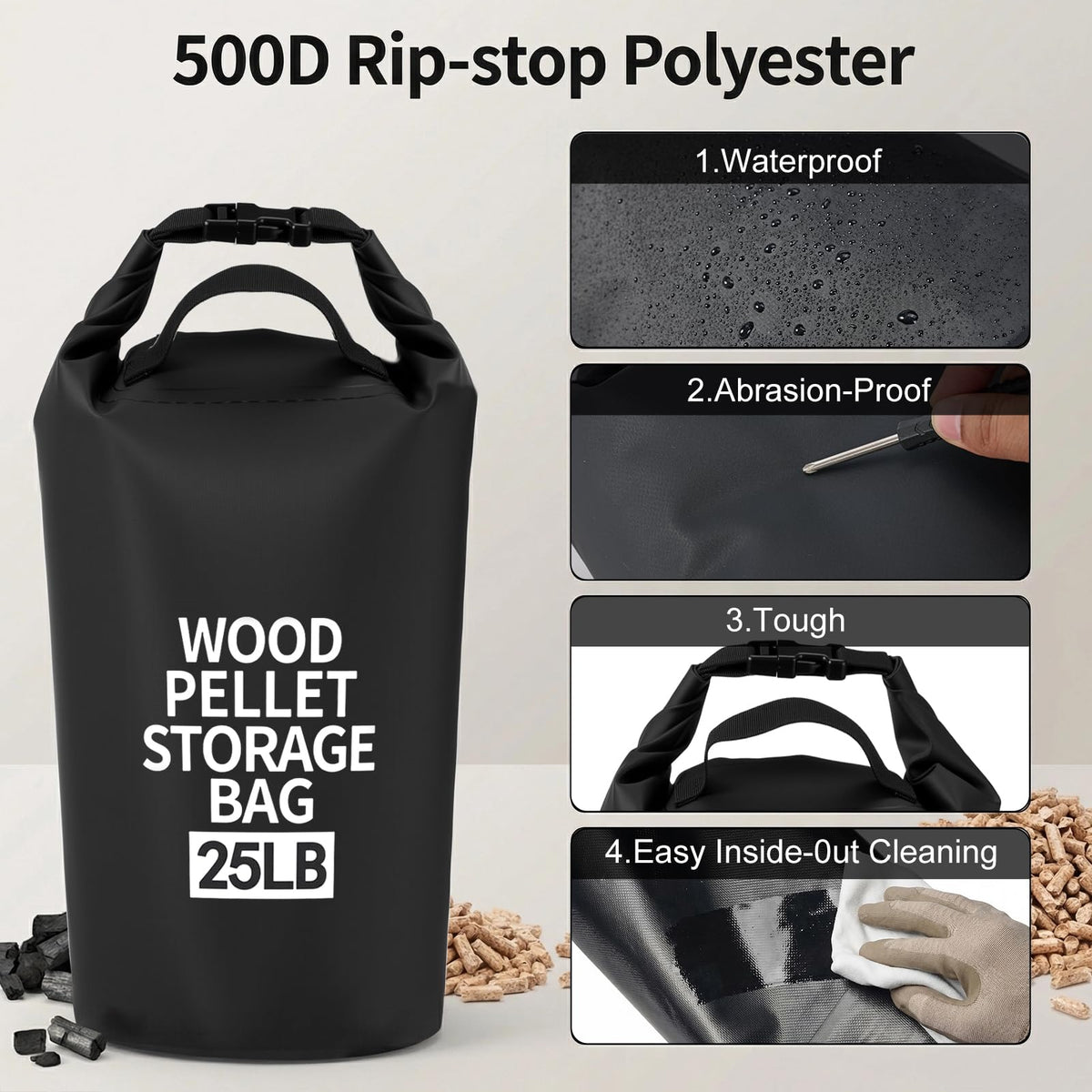 ComfyKit roll-top buckle closure keeps moisture out for drier fuel.