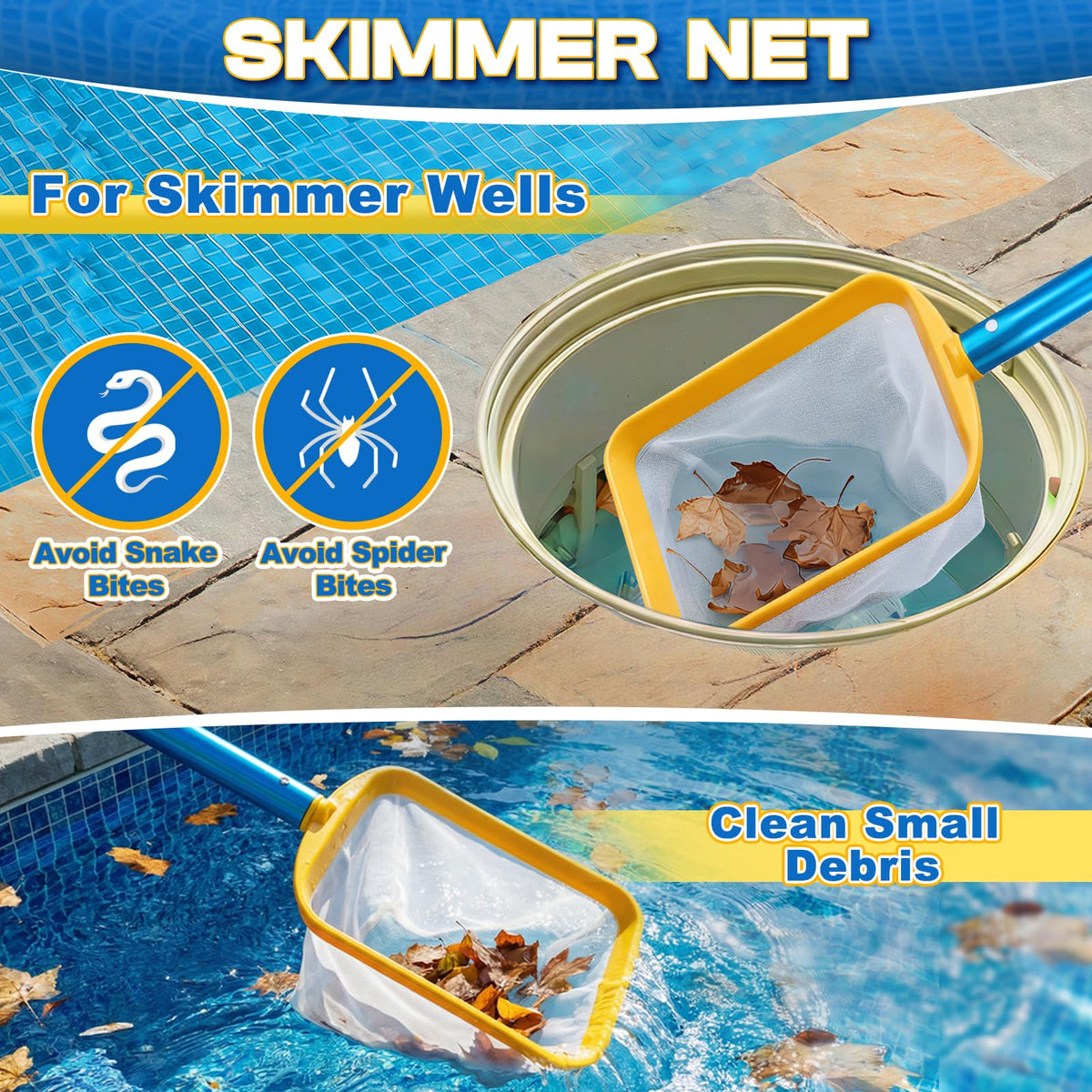 ComfyKit skimmer basket lift helps manage collected debris.