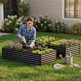 COMHOMA raised bed side detail showing sturdy construction for outdoor use