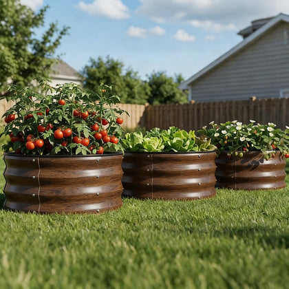 COMHOMA 3-pack round raised beds expand vegetable, herb, and flower plots