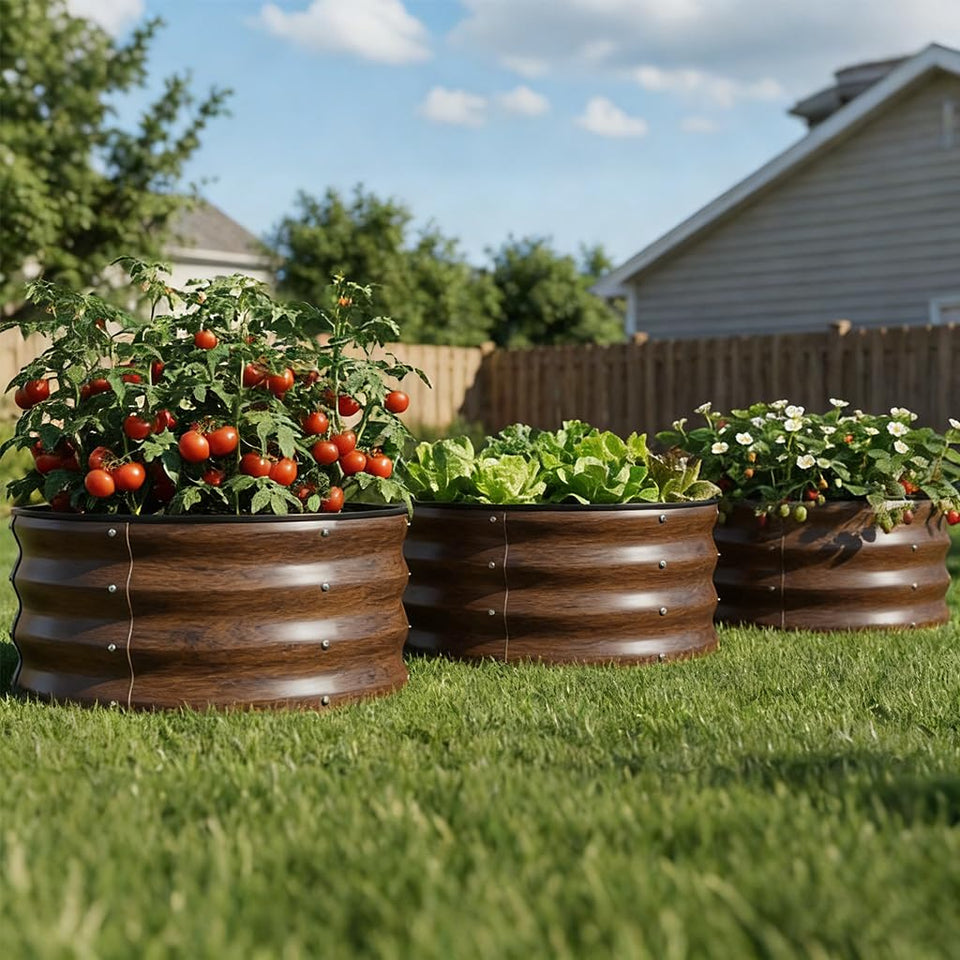 COMHOMA 3-pack round raised beds expand vegetable, herb, and flower plots