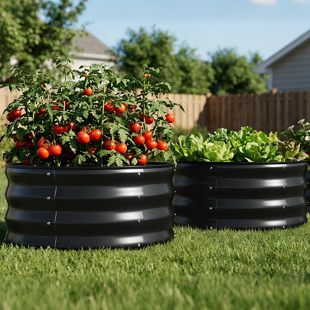 COMHOMA raised garden bed side view highlighting durable galvanized steel for long outdoor use.