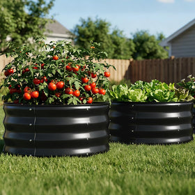 COMHOMA raised garden bed side view highlighting durable galvanized steel for long outdoor use.