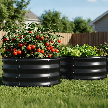 COMHOMA raised garden bed side view highlighting durable galvanized steel for long outdoor use.