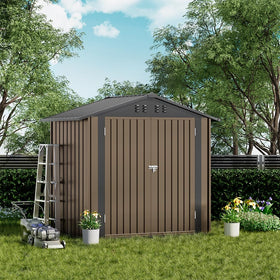 COMHOMA Shed brown side view highlighting spacious interior and wide footprint