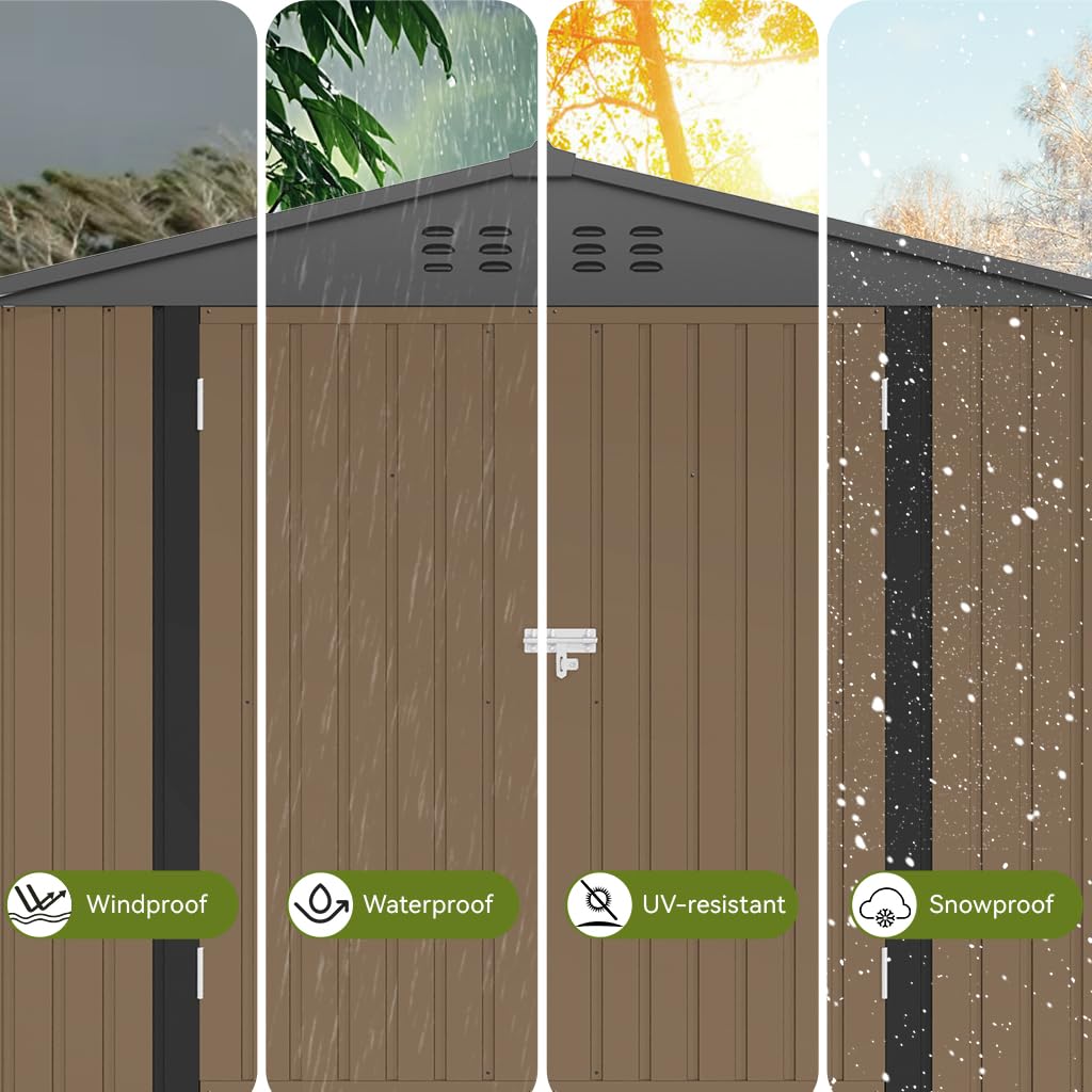 COMHOMA shed lockable doors and sturdy hinges enhance daily security