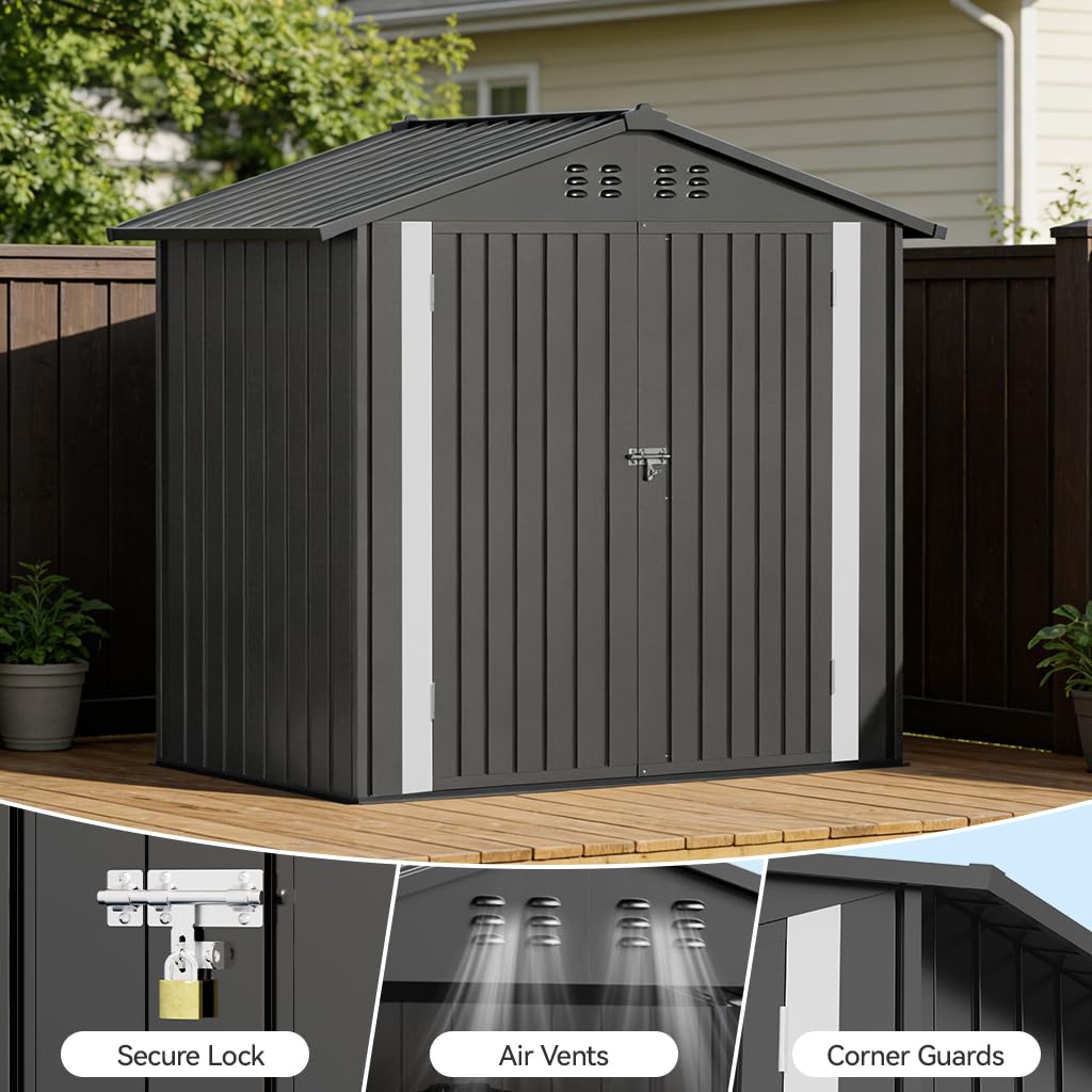 COMHOMA shed with galvanized-steel-panels for durable weather resistance year-round