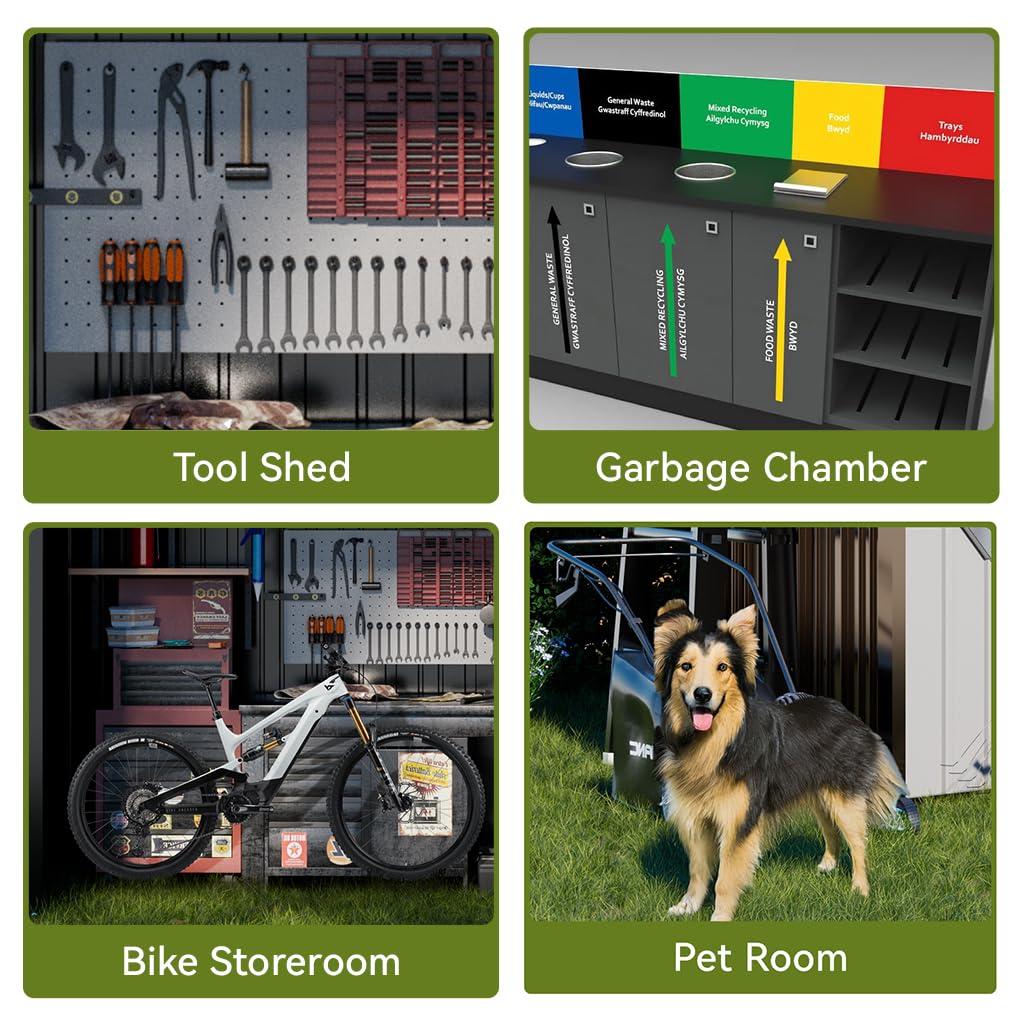 COMHOMA shed installation kit and labeled parts simplify assembly