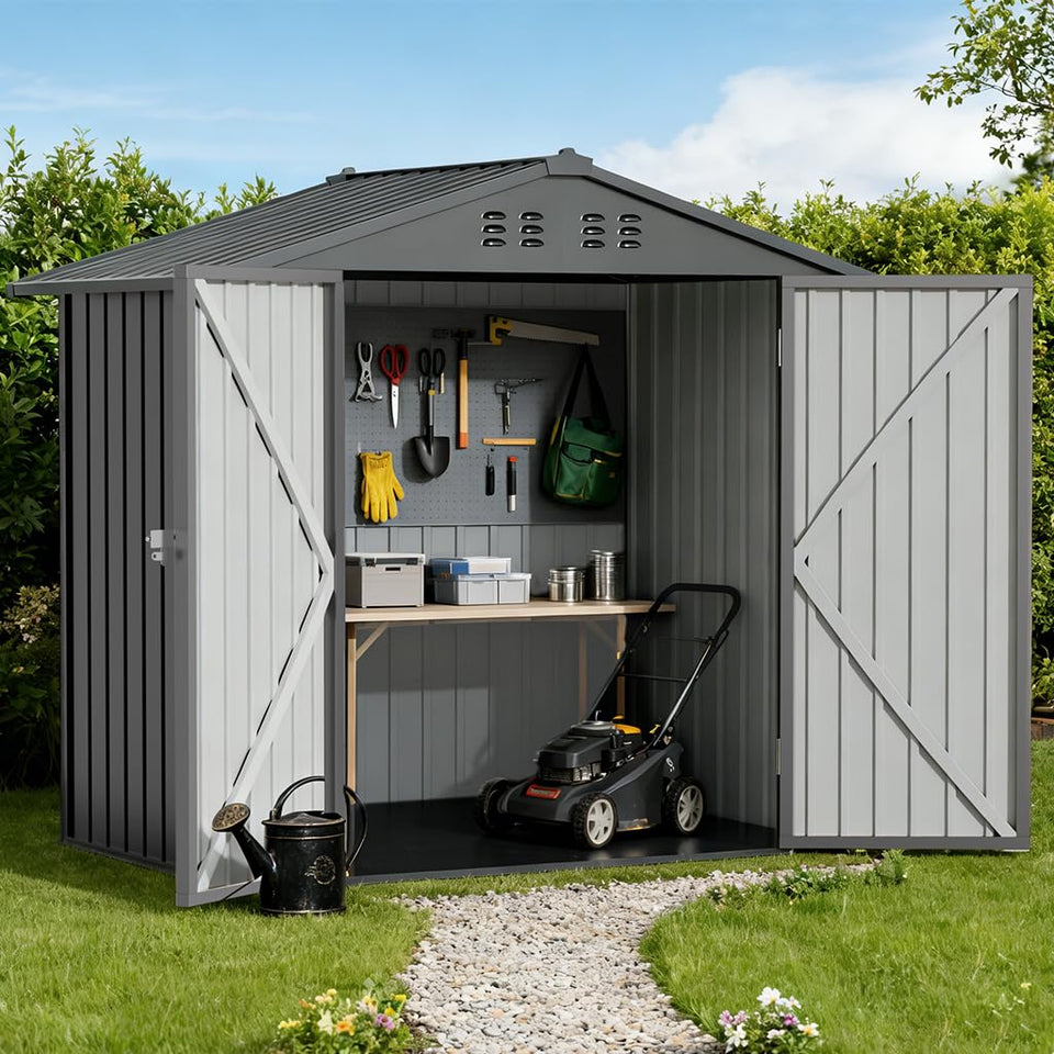 COMHOMA shed interior spacious for tools and bikes, maximizing storage efficiency