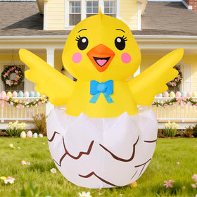 COMIN Easter Chick inflatable with ground stakes ensures stable setup