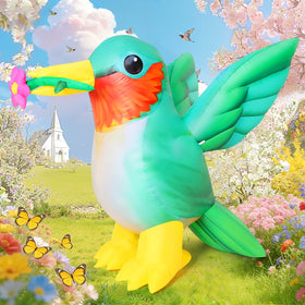 COMIN hummingbird with flower LED outdoor decor lights up yards at night.