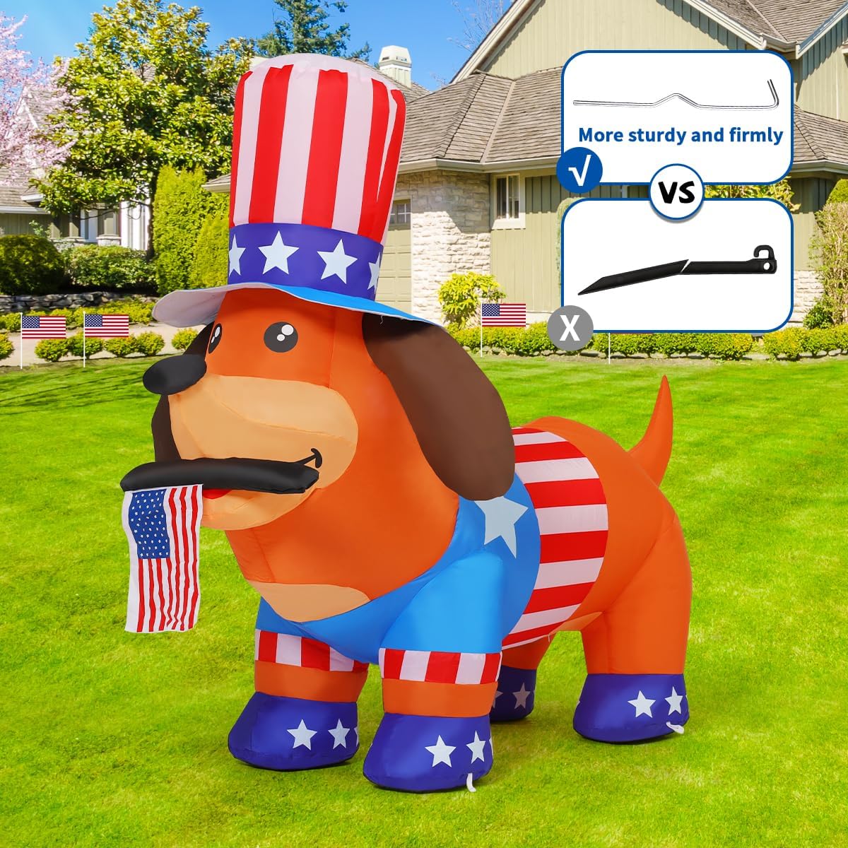 COMIN weatherproof patriotic inflatable for year-round garden decor, rain or shine.