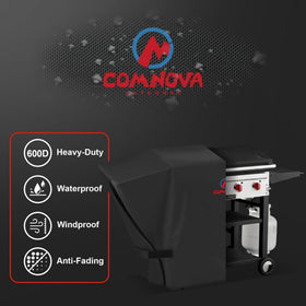 Comnova griddle cover adjustable velcro keeps flat top secure in windy conditions.