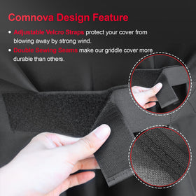 Comnova cover guarding Blackstone griddle from rain and dew