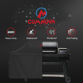 Comnova adjustable Velcro bands securing the grill cover
